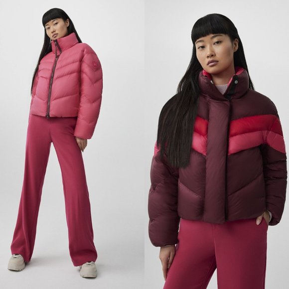 Reformation x Canada Goose Mila Puffer Jacket Reversible Sangria Multi Pink M - Picture 1 of 15